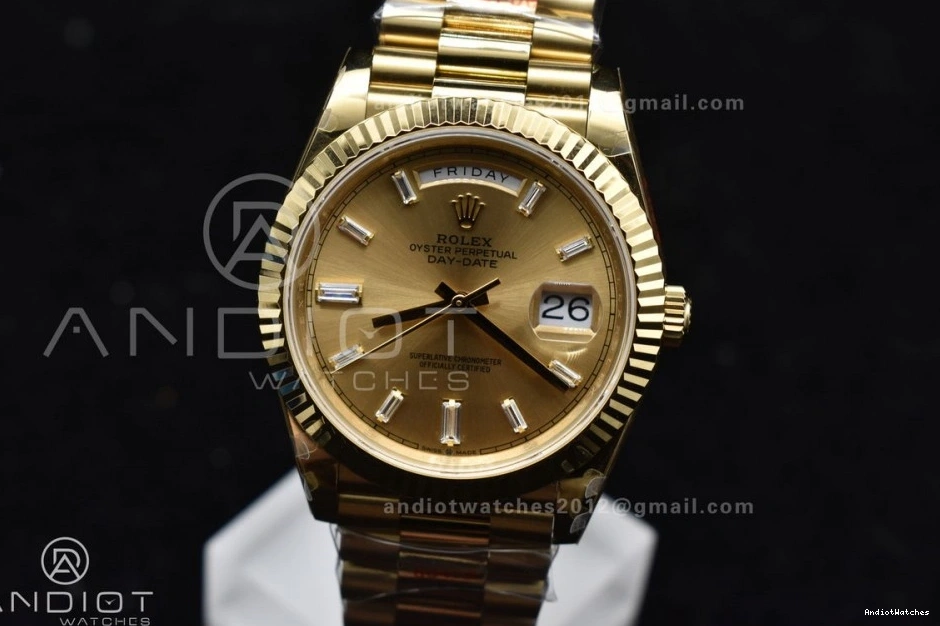 Diamond DayDate GoAnywhere Markers Bracelet Weight President YG Gold Dial A3255 904L Gain 723 V Steel GMF 40 On 0906
